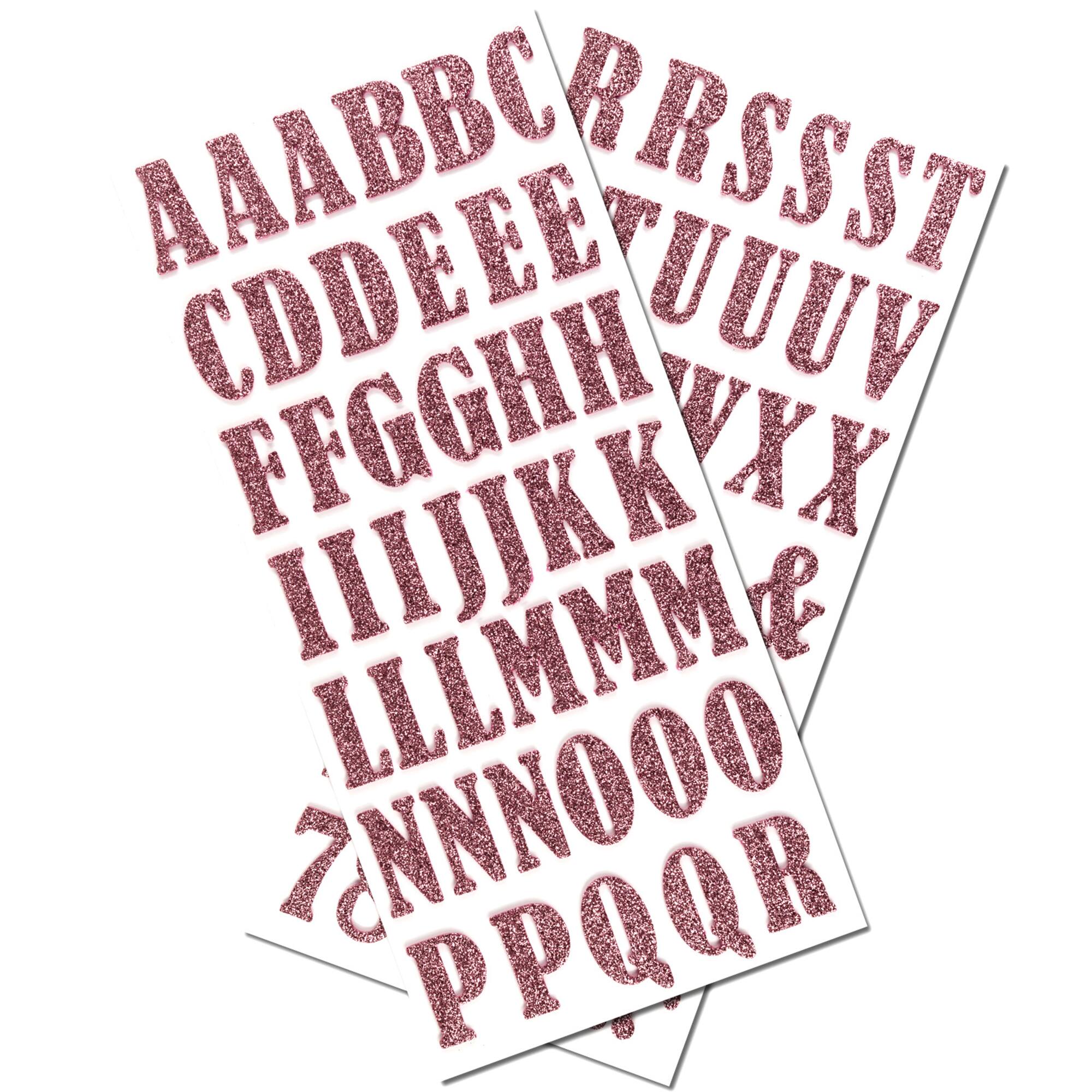 12 Pack: Blush Bernhard Condensed Glitter Alphabet Stickers by Recollections™